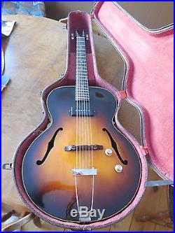 1940s-50s Gibson ES-125 Guitar Sunburst Rare Archtop Flat Back Brown HS Case