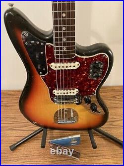 1965 Vintage Fender Jaguar All Original Sunburst withOriginal Manual Tremolo Bar