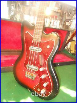 1966 Silvertone 1443 Vintage Electric Bass Guitar Full Scale, Danelectro USA