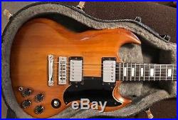 1974 Gibson SG vintage solid body guitar with walnut color finish