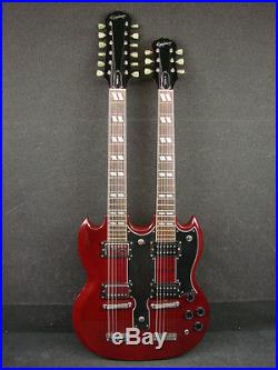 1997 Epiphone G-1275 Double Neck Electric Guitar Cherry Red with Case G1275