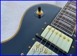 6 String Electric Guitar Glossy Black Finish Solid Body Bone Nut H-H-H Pickups