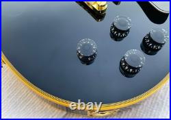 6 String Electric Guitar Glossy Black Finish Solid Body Bone Nut H-H-H Pickups