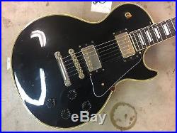 80s Burny Japan RLC-70 Les Paul Custom Electric Guitar Black Repaired