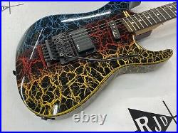 80s Jackson Charvel Japan Dinky Reverse 3DR Electric Guitar Rainbow Crackle