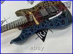 80s Jackson Charvel Japan Dinky Reverse 3DR Electric Guitar Rainbow Crackle