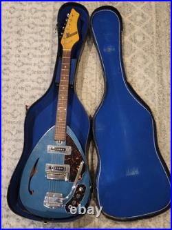 AUTHENTIC VINTAGE BLUE TEARDROP CRESCENDO GUITAR FROM BEFORE 1980 Condition VG++