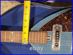 AUTHENTIC VINTAGE BLUE TEARDROP CRESCENDO GUITAR FROM BEFORE 1980 Condition VG++