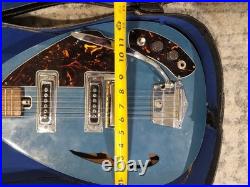 AUTHENTIC VINTAGE BLUE TEARDROP CRESCENDO GUITAR FROM BEFORE 1980 Condition VG++