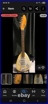 AUTHENTIC VINTAGE BLUE TEARDROP CRESCENDO GUITAR FROM BEFORE 1980 Condition VG++