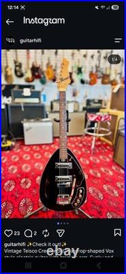 AUTHENTIC VINTAGE BLUE TEARDROP CRESCENDO GUITAR FROM BEFORE 1980 Condition VG++