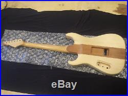 Bare Wood Electric Guitar Neck Thru Body Stripped No Hardware Custom Project