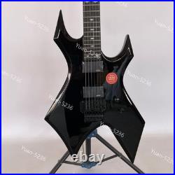 Black Electric Guitar 6 Strings Solid Body H-H Pickups FR Bridge