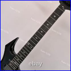 Black Electric Guitar 6 Strings Solid Body H-H Pickups FR Bridge