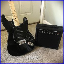 Black Electric Guitar Starter Package with 20-Watt Amp, Full-Size, Strat Style Black Electric Guitar Starter Package with 20-Watt Amp, Full-Size, Strat Style