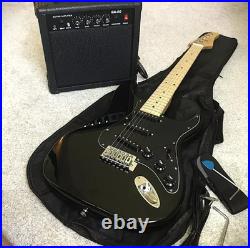 Black Electric Guitar Starter Package with 20-Watt Amp, Full-Size, Strat Style Black Electric Guitar Starter Package with 20-Watt Amp, Full-Size, Strat Style