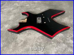 Black Guitar Body with Red Binding, String Through DIY Project Fit Warlock