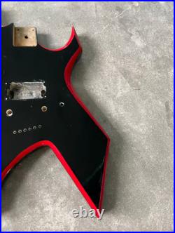 Black Guitar Body with Red Binding, String Through DIY Project Fit Warlock