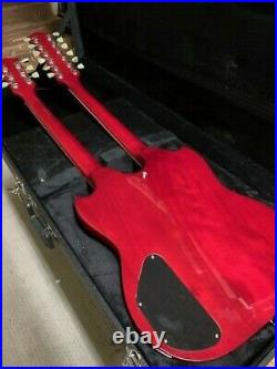 Blem Great Playing Sg Style 12/6 Double Neck Trans Red Electric Guitar