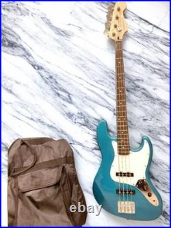 Busker's Electric Jazz Bass Turquoise Blue Guitar with Soft Case