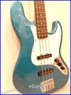 Busker's Electric Jazz Bass Turquoise Blue Guitar with Soft Case