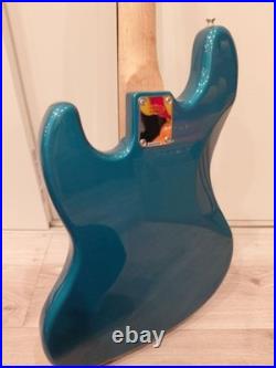 Busker's Electric Jazz Bass Turquoise Blue Guitar with Soft Case