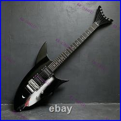 Clearance Sale Solid Electric Guitar FR Bridge HH Pickups Chrome Parts Black US