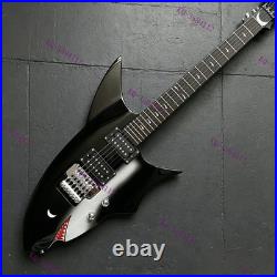 Clearance Sale Solid Electric Guitar FR Bridge HH Pickups Chrome Parts Black US