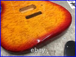 Curly Maple Strat Electric Guitar Body Single Humbucker Sunburst Ash