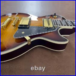 Custom Tribute Sunburst Flame Maple Top Handcrafted Electric Guitar Free Ship