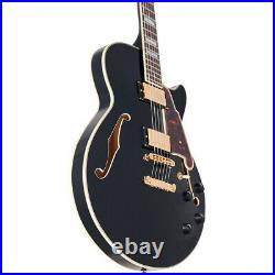 D'Angelico Excel SS Semi-Hollow Electric Guitar with Stopbar Tailpiece Black LN