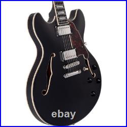 D'Angelico Premier DC Semi-Hollow Electric Guitar Black Flake 197881340414 RF