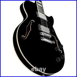 D'Angelico SS Semi-Hollowbody Guitar withCenter Block/Stopbar Black 19839749826 OB