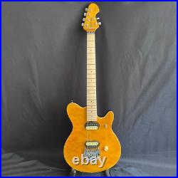 Electric Guitar Yellow Tremolo Bridges Locking Nuts Flame Maple Top FREE SHIP Electric Guitar Yellow Tremolo Bridges Locking Nuts Flame Maple Top FREE SHIP