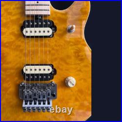 Electric Guitar Yellow Tremolo Bridges Locking Nuts Flame Maple Top FREE SHIP Electric Guitar Yellow Tremolo Bridges Locking Nuts Flame Maple Top FREE SHIP