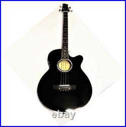 FAST, FREE SHIPPING? Acoustic-Electric Jet Black Bass Guitar withMahogany FB