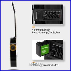 FAST, FREE SHIPPING? Acoustic-Electric Jet Black Bass Guitar withMahogany FB