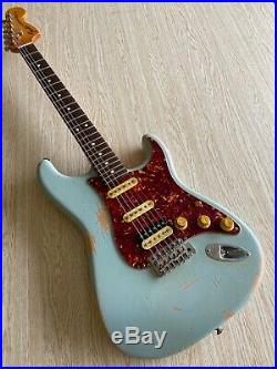 Fender Stratocaster USA Daphne Blue Heavy Relic HSS Bare Knuckle Seymour Duncan