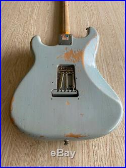Fender Stratocaster USA Daphne Blue Heavy Relic HSS Bare Knuckle Seymour Duncan