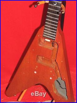 Gibson 2002 Cherry Flying V Faded Body & Ebony Crescent Moon Neck