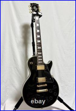 GrassRoots Les Paul Custom Black Electric Guitar with Fresh Strings