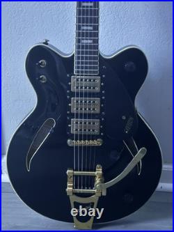 Gretsch Black Semi-Hollow Electric Guitar Bigsby Tailpiece Gold Hardware