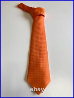 Hermes Authentic Men Necktie Orange 100% Silk Tie Sword Tip H Pattern Hermes Authentic Men Necktie Orange 100% Silk Tie Sword Tip H Pattern