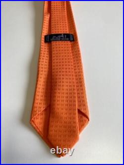 Hermes Authentic Men Necktie Orange 100% Silk Tie Sword Tip H Pattern Hermes Authentic Men Necktie Orange 100% Silk Tie Sword Tip H Pattern