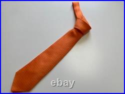Hermes Authentic Men Necktie Orange 100% Silk Tie Sword Tip H Pattern Hermes Authentic Men Necktie Orange 100% Silk Tie Sword Tip H Pattern