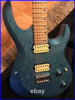 Kiesel Aries Aqua Blue Sparkle Reverse Headstock Guitar WithBag