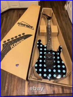 Kramer Nightswan Electric Guitar in Black with Blue Polka Dots WithBox & Pick