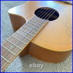 Luna Acoustic Guitar Engraved Pine Top Body Mahogany Neck Rosewood Fingerboard
