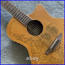 Luna Acoustic Guitar Engraved Pine Top Body Mahogany Neck Rosewood Fingerboard