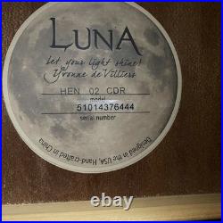 Luna Acoustic Guitar Engraved Pine Top Body Mahogany Neck Rosewood Fingerboard